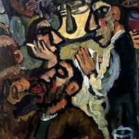 Au Bar, oil on canvas