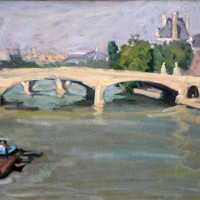 Pont du Louvre, Paris,  oil painting landscape, sold