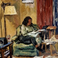 Sunday Times, oil painting interior, sold