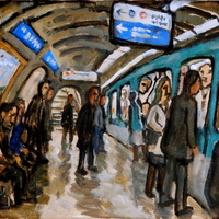Metro, Paris oil on canvas