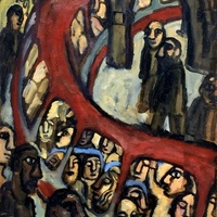 Red Metro Paris, oil on canvas