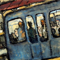 The 1 Train NYC, oil on board