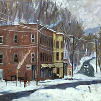 Snow at Dusk, oil painting landscape