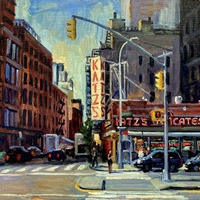 Katz's Deli NYC, oil painting cityscape